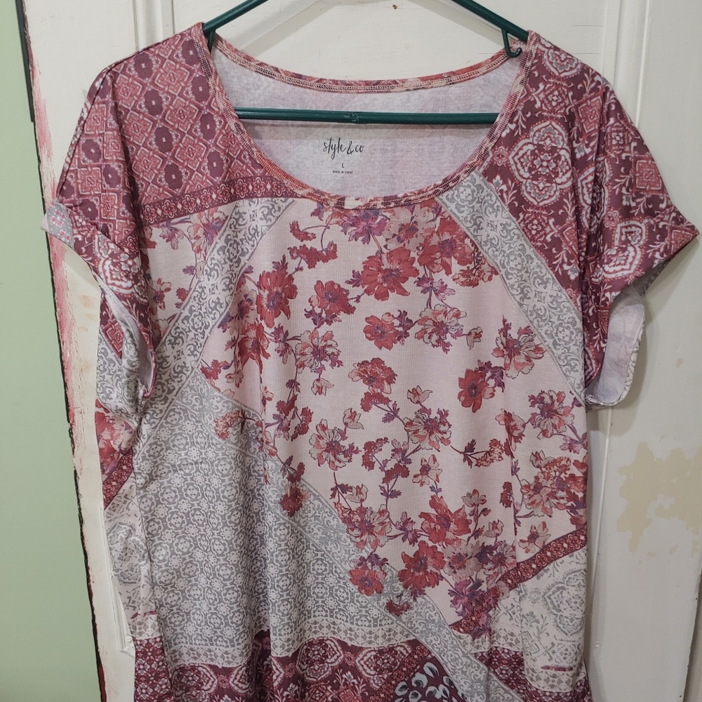 Style & Co Shirt Tee Floral Dress/Casual Women's BNWT - Picture 3 of 9